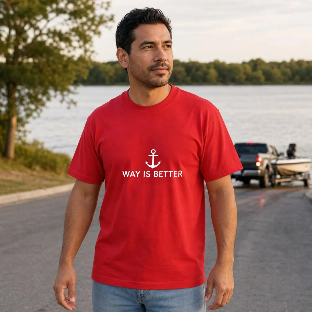 Xtauto Men's Casual Cotton Short-Sleeve Nautical Anchor Design T-Shirt, Menswear Tops for Summer Lake Boating, Gift for Boat Lovers