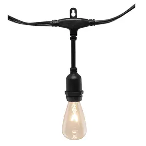 LumaBase Electric Commercial Grade String Lights with 12 Edison Bulbs 216" Cord Weather Resistant for Indoor Outdoor Decor C9-7 Watt Incandescent Bulbs UL Listed