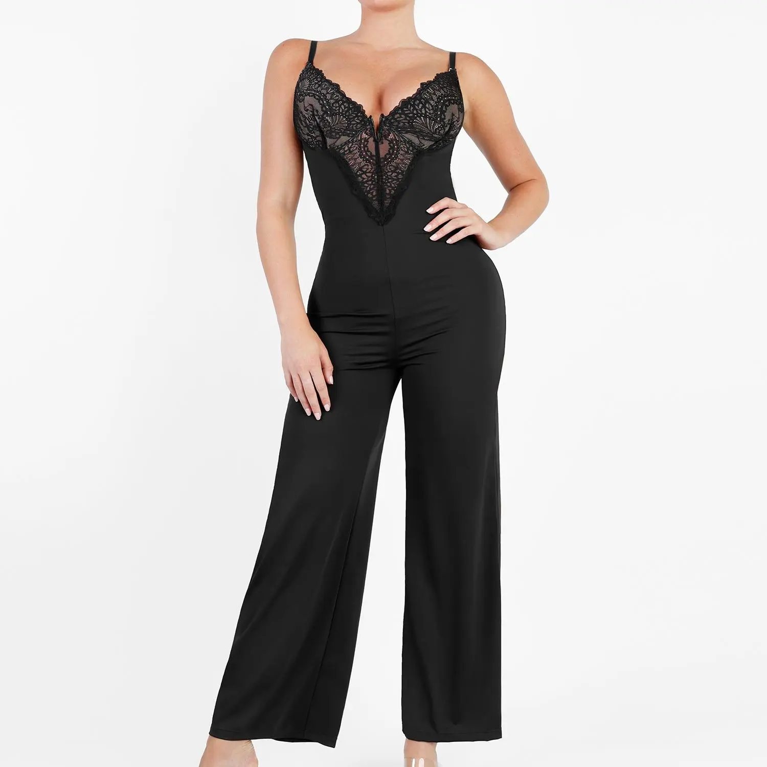 Wide-Leg Jumpsuit-Black