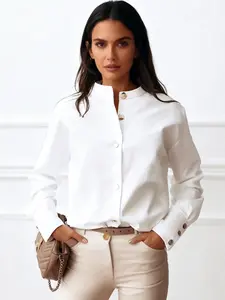 A set of women's casual solid color shirts, suitable for autumn and winter, suitable for home, indoor, and outdoor wear