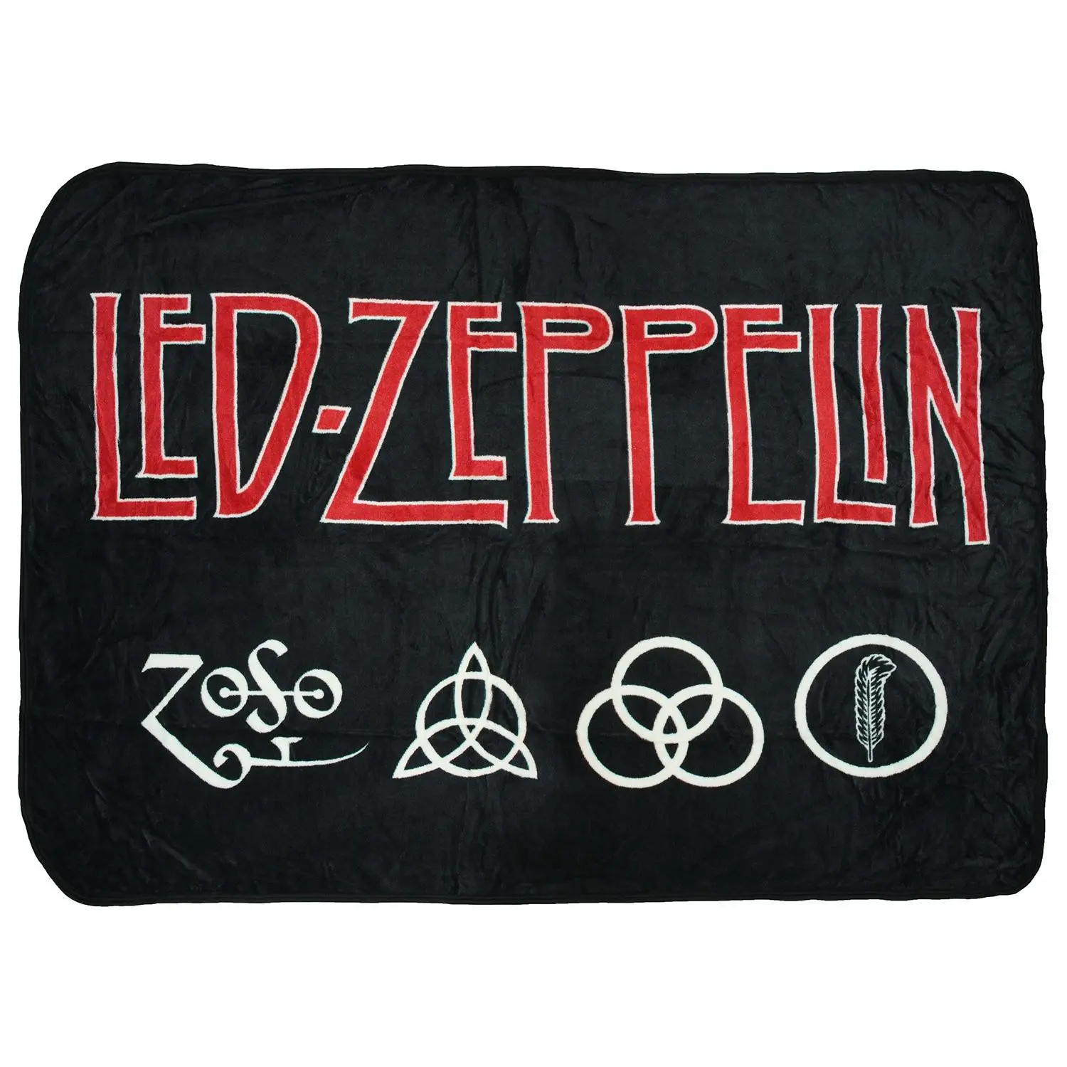 Led Zeppelin 4 Symbols Fleece Throw Blanket, Polyester Fabric with Fleece Texture, Band Logo Design for Home Rock Music Enthusiasts