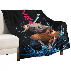 Demon Slayer Inosuke Thermal Throw Blanket Soft Lightweight Patterned Flannel Blanket Couch Decor Decor,Bedding Room for Christmas Birthdas