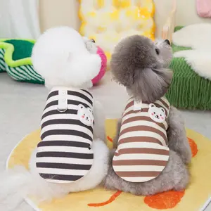 Spring Dog T-Shirt with Leash Ring, Warm Striped Puppy Shirt for Small Dog Girl Boy Cat, Pet Vest Clothes Pomeranian Chihuahua Cold Weather Shirt