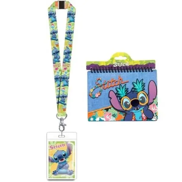 Disney Stitch Lanyard and Autograph Book Notepad Gift Bundle