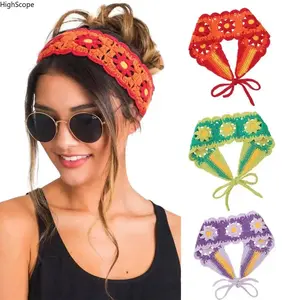 3 Pack Boho Headbands for Women – Hippie Knit Hair Bands, Floral Hair Wraps for Girls