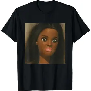 Funny African American Disgusted Black Doll Face Meme T-Shirt Popular Comfy Streetwear Daily Wear Top