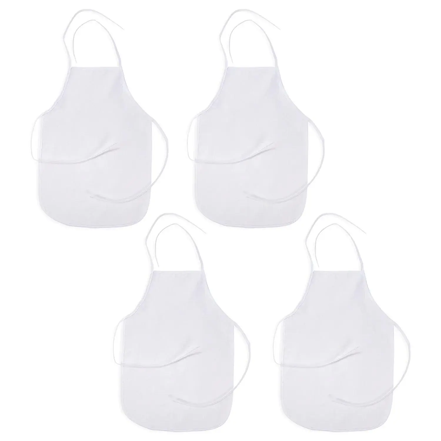 Kids' Casual DIY Canvas Aprons, 48-Pc Bulk Pack, Adjustable Tie, Multicolor for DIY Decor