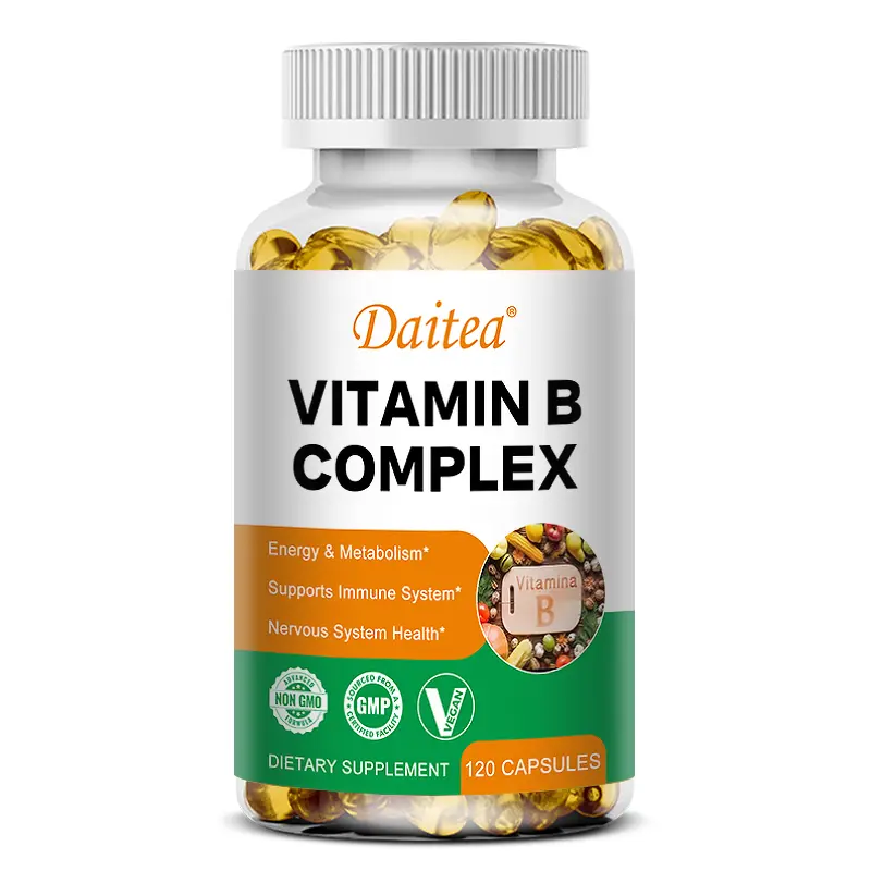 Daitea Vitamin B Complex Supplement, supports immune and nervous system health, 120 capsules.