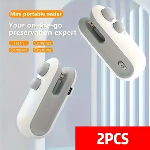 2-piece snack sealer set |, built-in lithium battery, low power consumption, hand pressure magnetic suction design, portable suitable for home/picnic/outdoor/travel, potato chip and biscuit sealer tool, silent and efficient sealer Kitchen Utensils