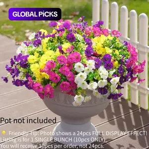 Artificial Potted Plant, 10pcs Faux Flower with UV Protective Function, Decorative Flower for Outdoor Home Flowerpot Porch Terrace Decoration