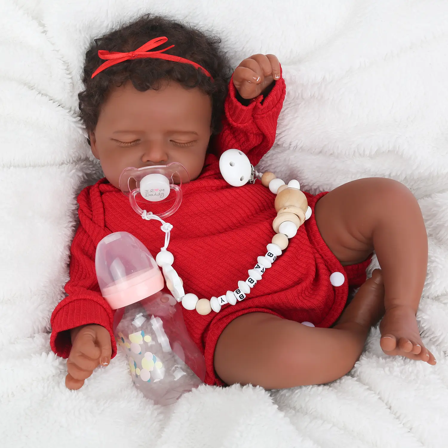 [WOOROY] Lifelike Newborn Reborn Baby Doll - 20in Black, Brown, African American Skin Rosalie, Soft Cloth Body, Short Curly Hair, Dolls Gifts for Kids 3+, Little Gifts for Girls
