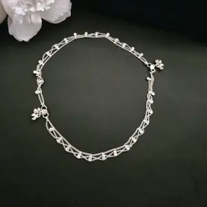Clear Beautiful Anti Tarnish Anklets One Pair Ankle Bracelet Payal for Women with Sparkling Accents and Delicate Design