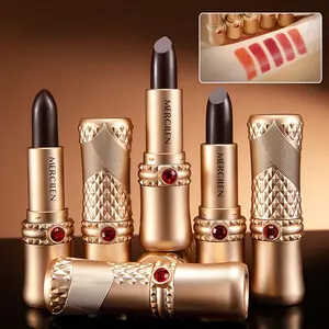 5 pcs Mercilen Long-Lasting Lip Balm Set, Moisturizing & Smudge-Proof Formula, Transferproof Lipstick, Cinnamon Milk Tea, Rose Bean Paste, Amber Mandarin Colors