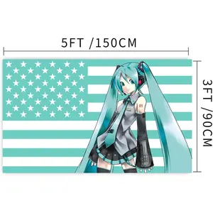Anime Hatsune Miku Flag 3x5 Feet Funny Banner Tapestry Flag Suitable for WallDecoration College Dormitory IndoorOutdoor Partyin Durable Room Decoration