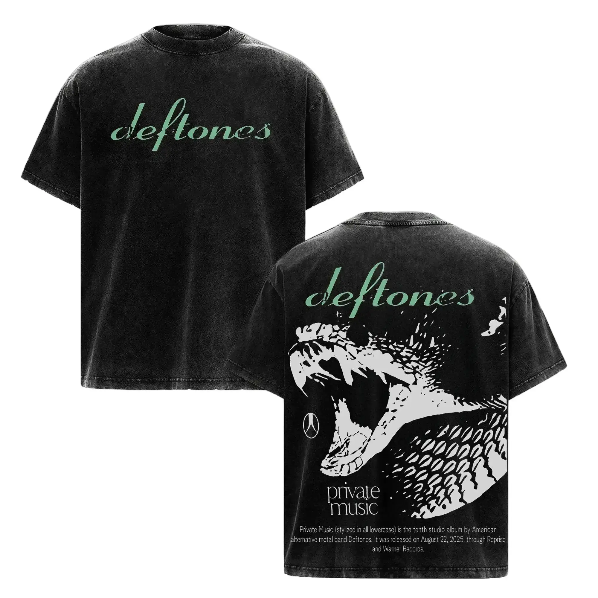 Vintage Wash Graphic Tshirt for Men, Heavy Cotton Oversized Tee in a Relaxed Fit, Alternative Metal Snake Print Streetwear, Cold Machine Wash