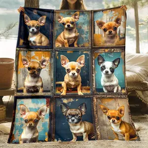 Cozy Chihuahua-Themed Flannel Throw Blanket - Soft, Lightweight & Durable for All Seasons - Unique HD Print Design - For Pet Lovers - Perfect for Sofa, Bed, Travel & Camping - Ideal Gift for Christmas & Thanksgiving