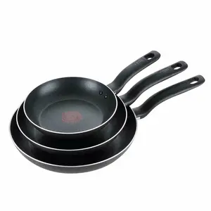 Teflon Non-Stick Frying Pans Set of 3 - Durable Cookware for Everyday Cooking - Black Finish