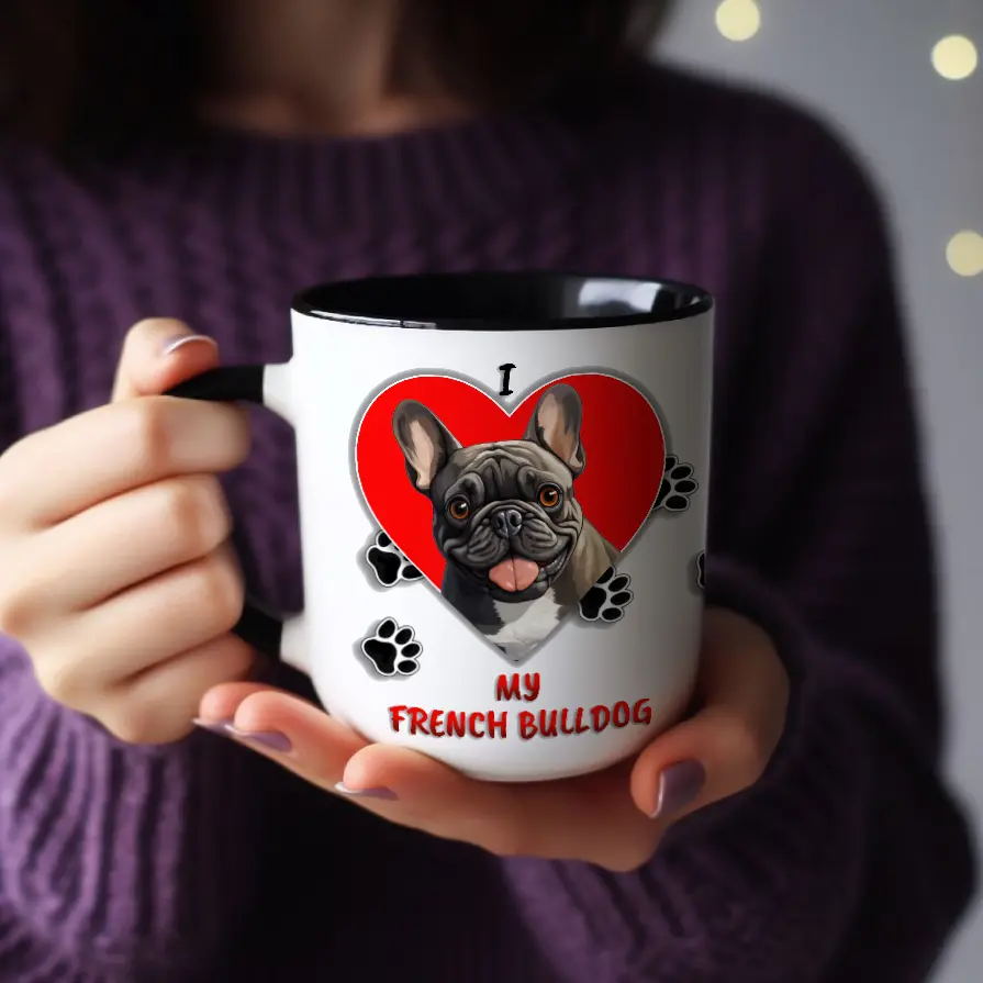 Create Your Own Personalized 15oz 'I Love My Dog' Mug - Featuring Your French Bulldog's Name and Picture! - Perfect gift