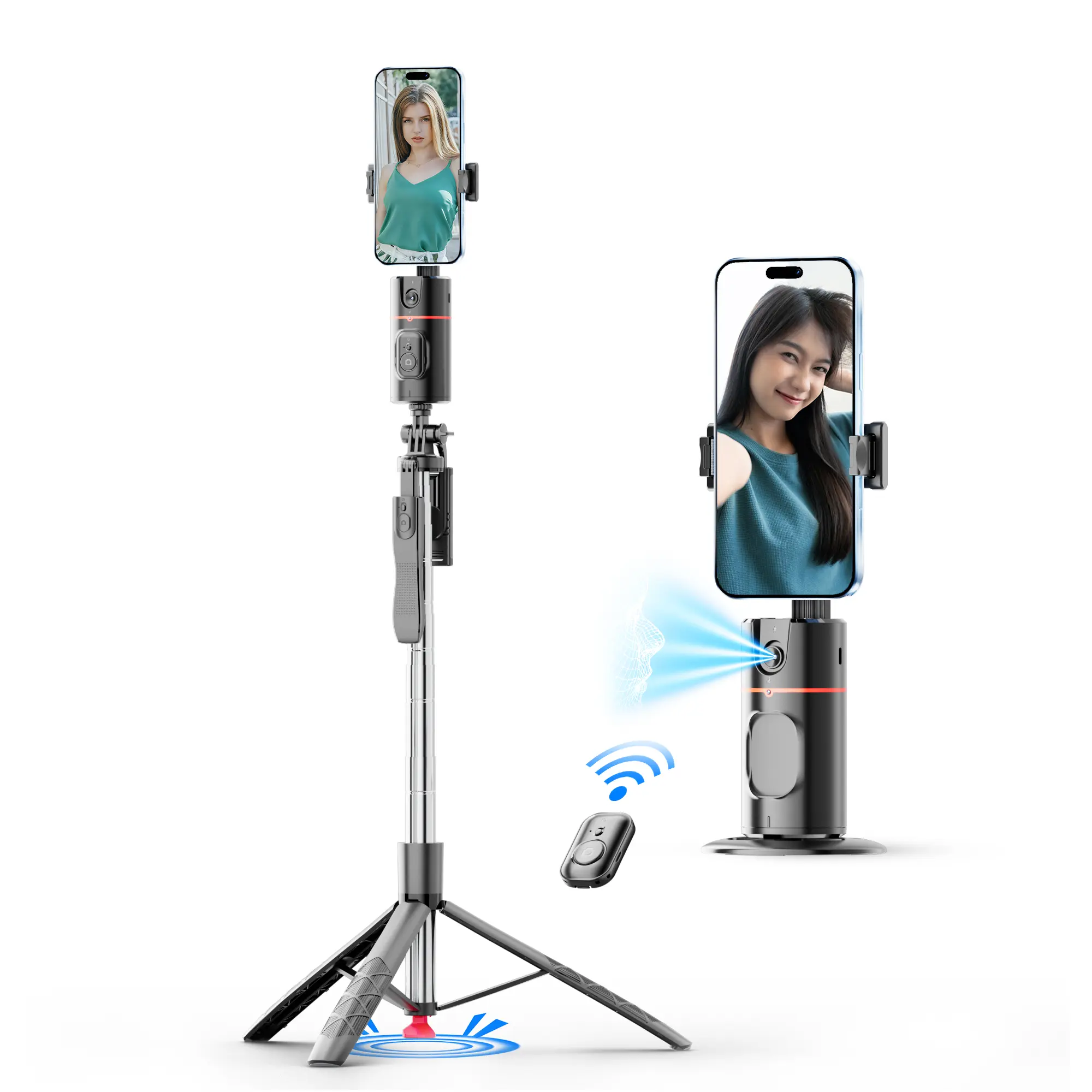 70.9" AI Face Tracking Tripod Selfie Stick, 360° Auto Rotation, Gesture Control & One-Click Pop-Up Stand for TikTok Creators, Vlog & Live Streaming，Selfie Accessories Smartphone Camera Accessories Cellphone Rotating Stand，tiktokshopbacktoschool