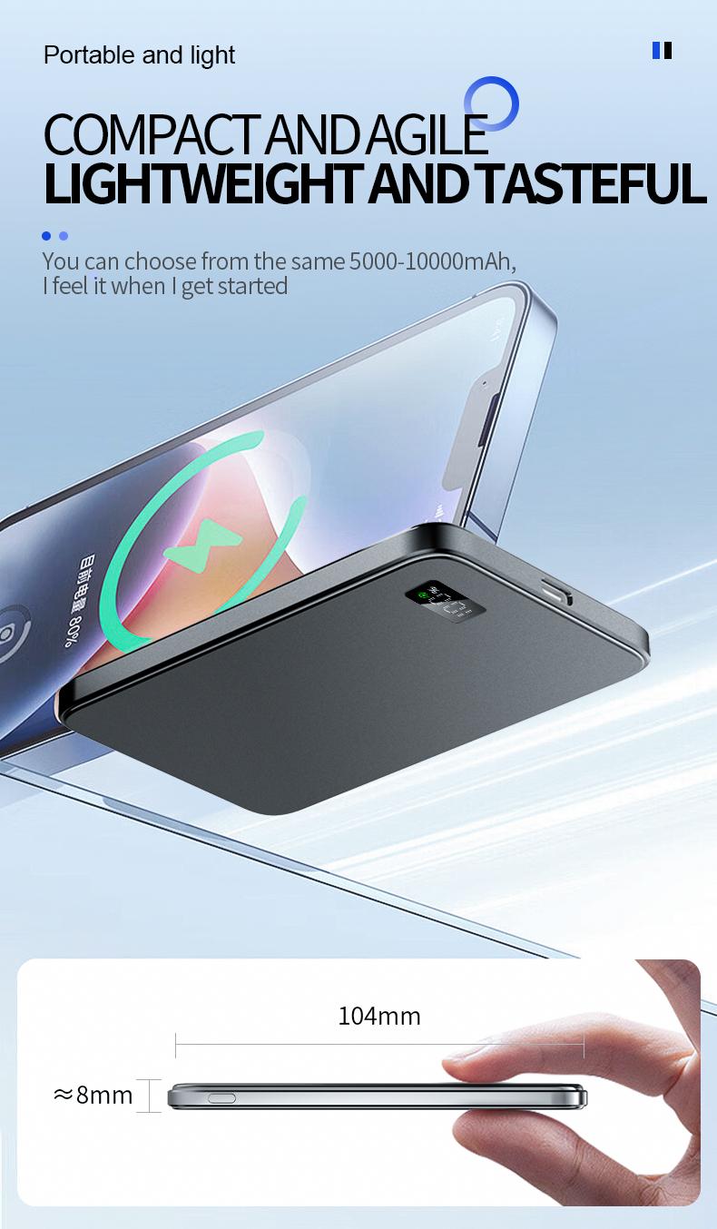 WESECUU 3-in-1 Wireless Power Bank 5000mAh 15W Fast Charging Ultra-Strong Magnets Metallic Body Design Compatible with MagSafe iPhone Models