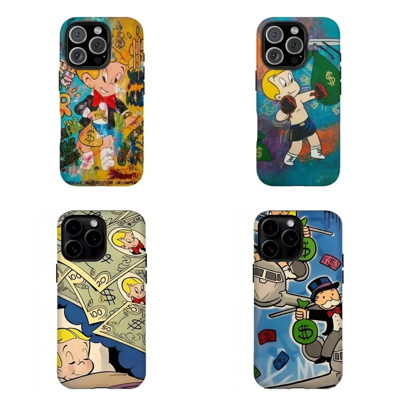 Richie Rich & Monopoly Man Money Graffiti Phone Case,Cover for iPhone 16 15 14 13 12 11 17 18Pro Max for Samsung phones, Fashion Dual Layer Creative Case,Thanksgiving Day Christmas,Perfect Gift for Her/Him
