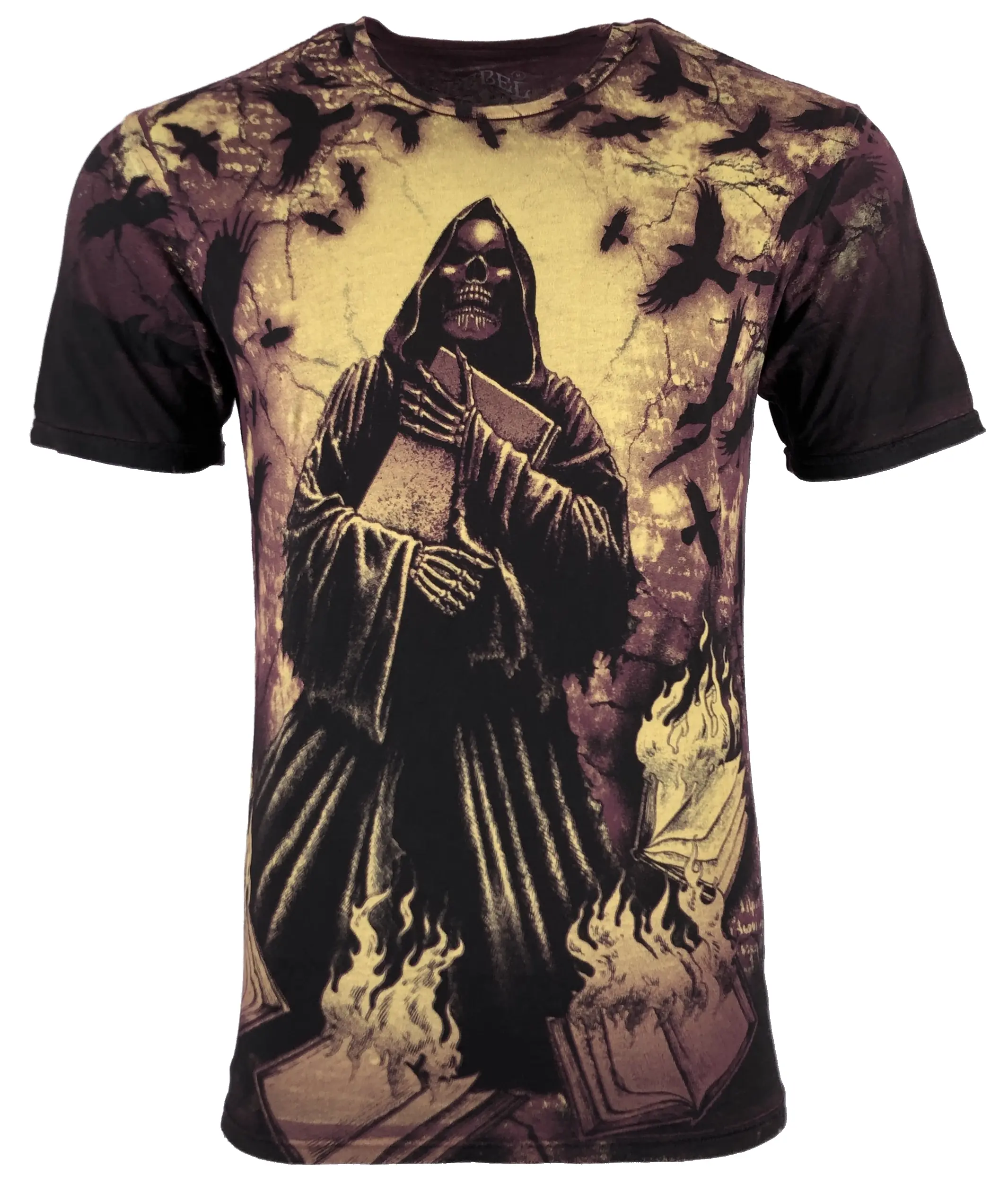 Affliction Rebel Saint Men's Short-Sleeve Round Neck Print T-Shirt - Biker Skull Tattoo Design, Menswear Top, S-5XL Sizes
