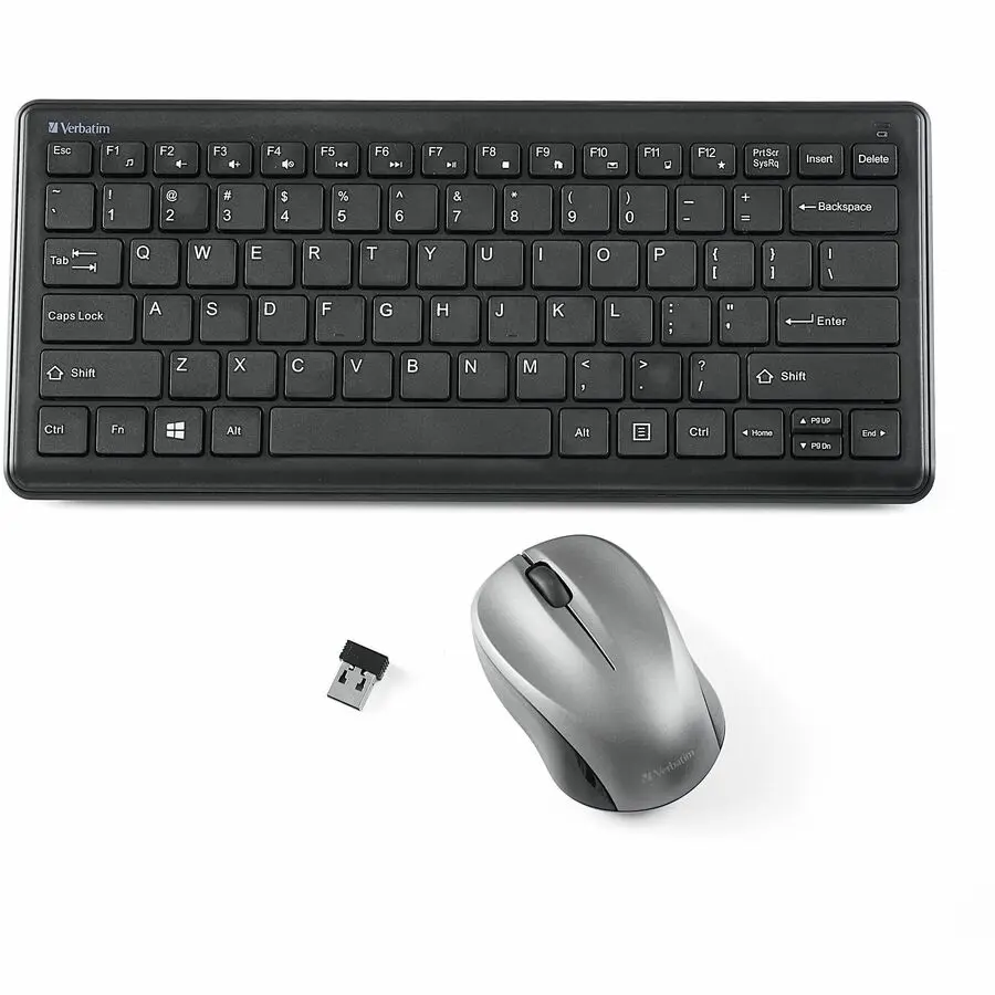 Verbatim Silent Series Wireless Compact Keyboard and Mouse Combo, Ergonomic Input Device for Computers & Office Use
