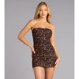 So Obsessed Sequin Beaded Leopard Mini Tube Dress