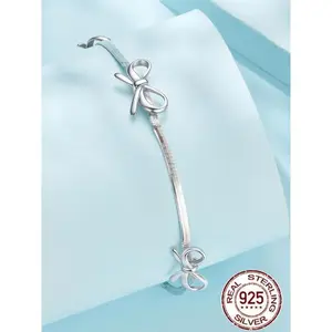925 Sterling Silver Cute Bowknot Design Bracelet, Fashionable Jewelry for Women & Girls, Trendy All-match & Exquisite Jewelry for Birthday Gift