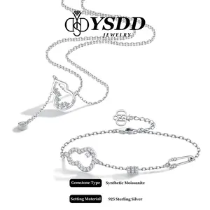 【#365】Lucky Hulu Necklace & Bracelet Full Synthetic Moissanite Jewelry in 925 Sterling Silver Birthday Christmas Gift for Women