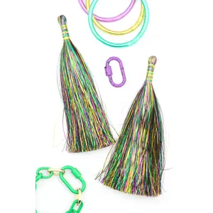 Majorette Marching Boot Tassels, 6.5" Mardi Gras Tinsel Tassels, 1 pc.