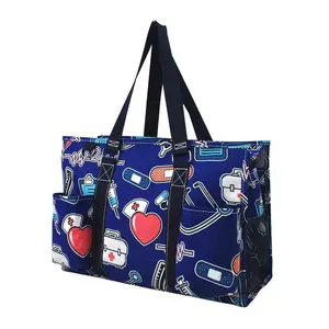Nursing school bag, Love a Nurse Tote Bag - Blue Medical Icons Design, Durable Fabric, Spacious Interior, Ideal for Nurses