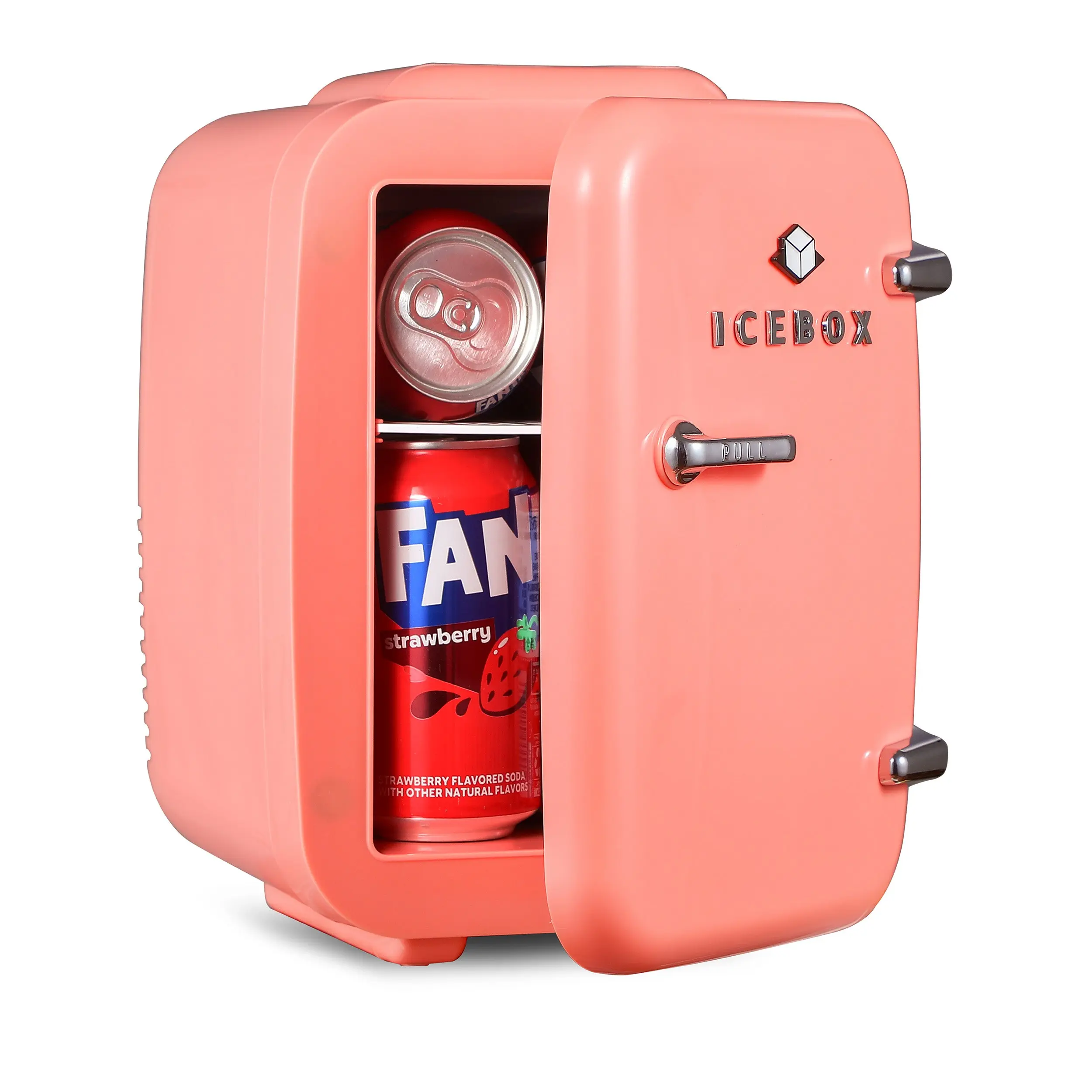 ICEBOX IBMF4BLS Mini Fridge For Bedroom, Skincare Refrigerator, Portable Cooler & Warmer for Makeup, for Office & Home, Mini (4 L / 6-Can), Blush Red