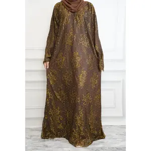 Nadra floral lace closed abaya Simple, beautiful, and easy to wear. This closed abaya features delicate floral lace details and a flowing design that makes it perfect for any occasion. Includes a matching hijab and comes in a variety of colors.