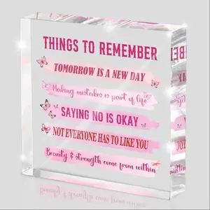 Things To Remember Letter Pattern Desktop Ornament, 1 Count Modern Desktop Decoration, Inspirational Employee Appreciation Gift, Signs, Decorative Plaque, Acrylic Plaque Decor, Home Office Decor