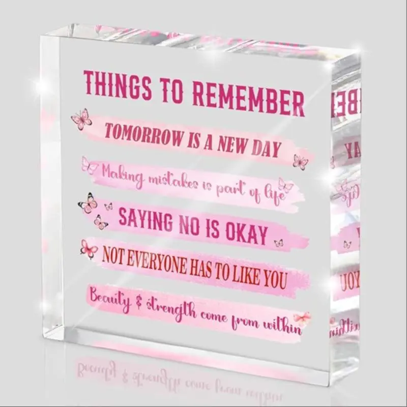 Things To Remember Letter Pattern Desktop Ornament, 1 Count Modern Desktop Decoration, Inspirational Employee Appreciation Gift, Signs, Decorative Plaque, Acrylic Plaque Decor, Home Office Decor, Home Decor Products, Home Decor Gifts