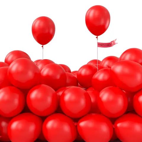 PartyWoo 50pcs 5-Inch Red Matte Latex Plain Balloons, Balloon Arch Backdrop Supplies for 4th of July, Memorial Day, Birthday Party Decorations | Red-Y57