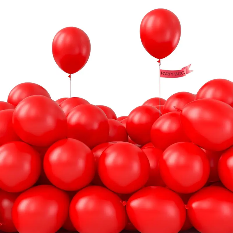 PartyWoo 50pcs 5-Inch Red Matte Latex Plain Balloons, Balloon Arch Backdrop Supplies for 4th of July, Memorial Day, Birthday Party Decorations | Red-Y57