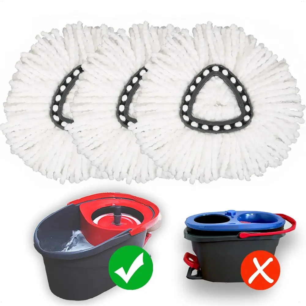 Mop Replacement Head [3 Pack] Mop Refills for Triangle Spin Mop, Made of Microfiber, Deep Cleaning, Machine Washable and Easy to Replace