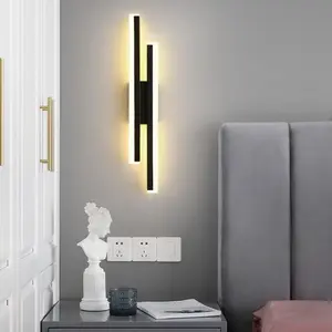 Modern long LED 48cm wall light with wiring installation, aluminum wall light, Home Decor Lighting, suitable for indoor corridors, bedrooms, background walls, living rooms, simple wall lights, creative background wall LED wall lights, Decorative wall lamp