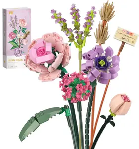 Mini Bricks Flower, Bouquet Building Sets, DIY Unique Flower Toy, Artificial Flowers for Home Decor, Best Birthday Gift for Girl Women Teens Kids(Rose/Vitality/Temptation/Starry sky)