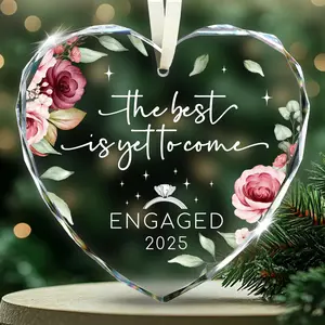 Engagement Gifts for Couples - The Best is Yet to Come Engaged 2025 Glass Ornament – Just Engaged Present Ideas for Newly Women, Bride to Be, Fiance, Friend, Daughter