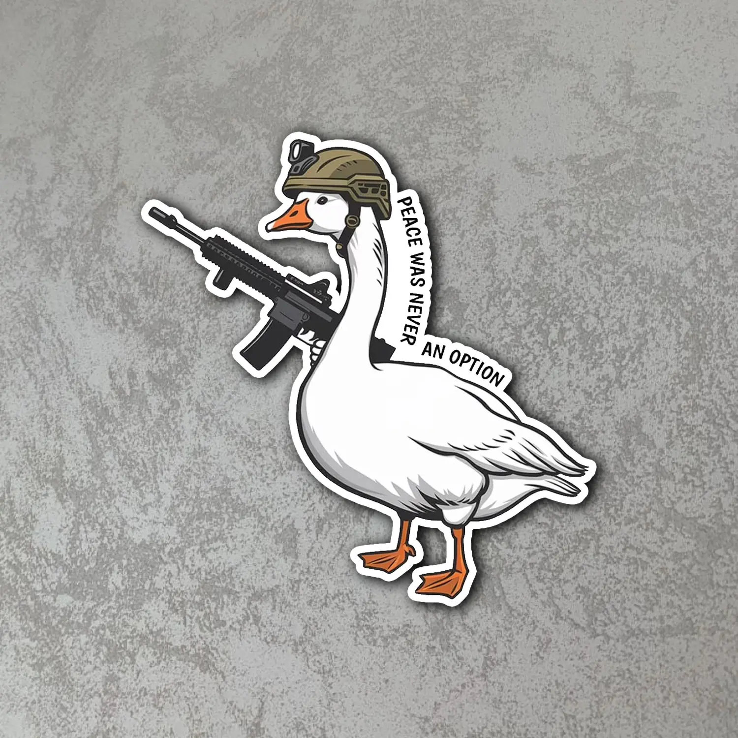Tactical Goose Peace Was Never An Option Funny Meme Sticker Aggressive Duck Humor Vinyl Decal Waterproof Laptop Car Water Bottle Bumper Sticker Gift Idea