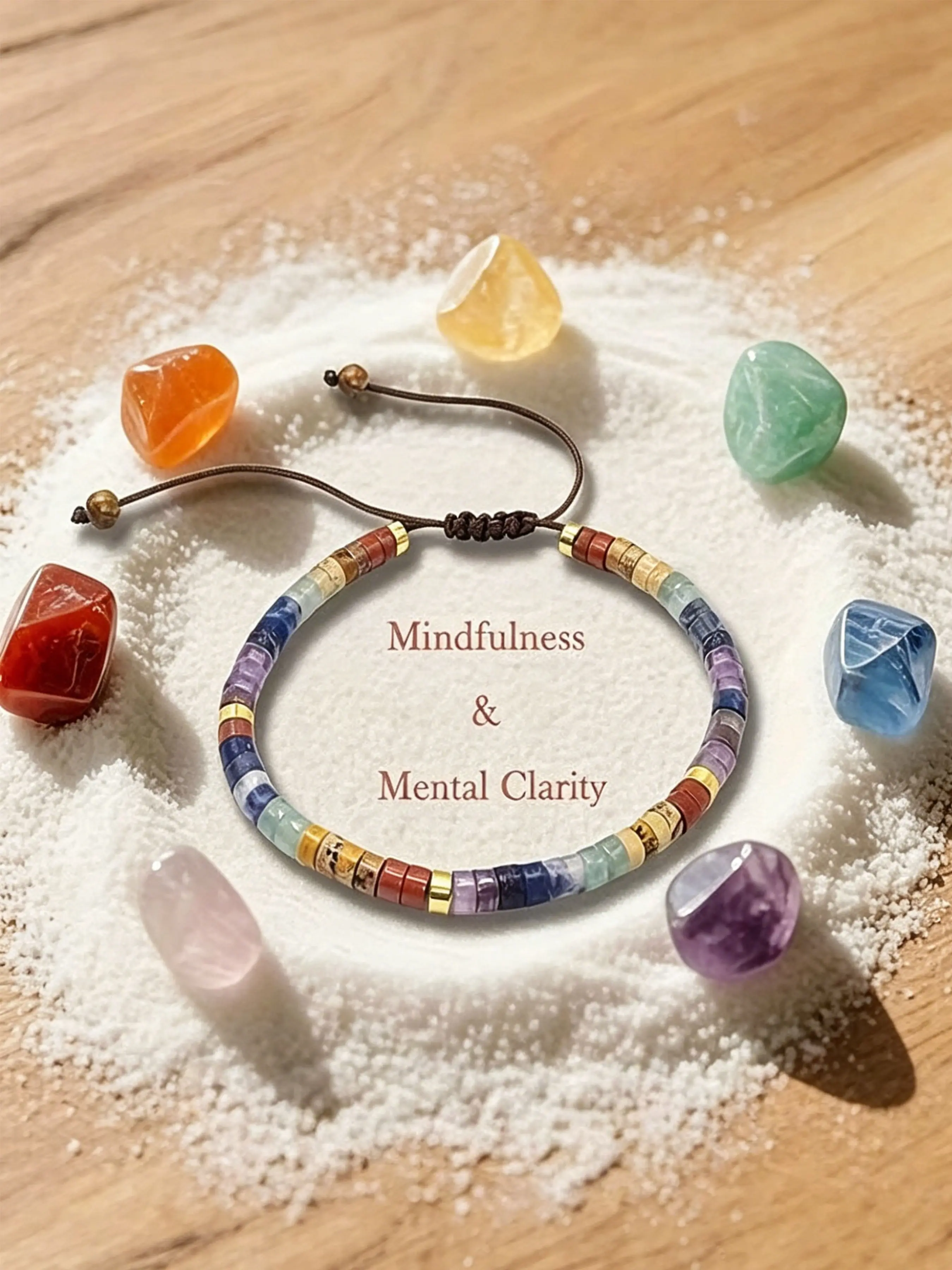 1pc 7 Chakra Bracelet, Natural Stone Beaded, Women's Spiritual Jewelry, Bohemian Style, Crystal Meditation Relaxation, Anxiety Relief, Gift, Daily Wear, Boho Stone Bracelet, Beaded Bracelets