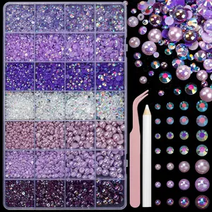 22000 Flatback Pearl and Rhinestone Set, Resin Rhinestones, Mixed Sizes Half Gemstones, DIY Crafts for Nails, Face, Eyes, Bottles, Shoes