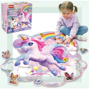 Unicorn Floor Puzzles for Kids Ages 4-6, Large 45 Piece Floor Puzzles for Kids Ages 4-8, Puzzles for Toddlers 3-5, Unicorn Toys Easter Basket Stuffers Gifts for 3 4 5 6 7 8 Year Old Girls(Gag Toys & Practical Jokes)(Gag Toys & Practical Jokes)