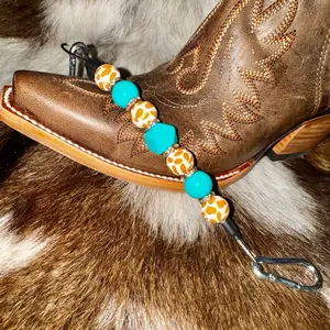 Teal & tan Silicone beaded curb chain