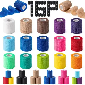 16 Pack 2" X 5 Yards Self Adhesive Elastic Cohesive Bandage Wraps, Non-Woven Multicolor Athletic Tape for Wrist Ankle, Ideal as Vet Wrap for Sports First Aid