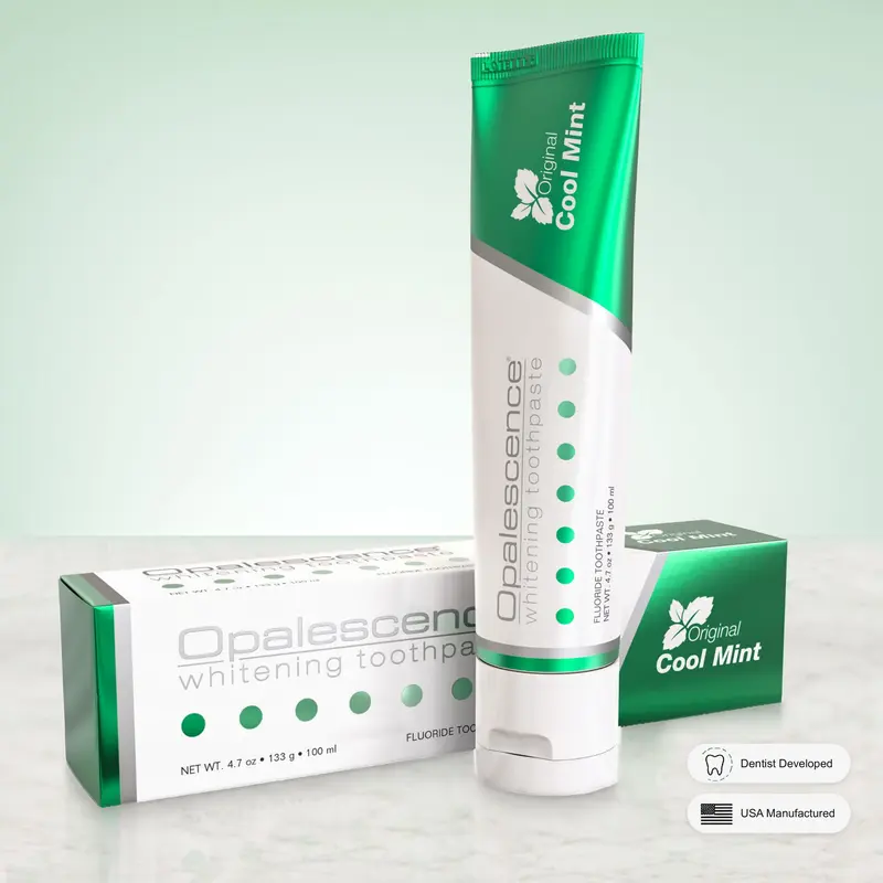 Opalescence Teeth Whitening Toothpaste - Ultradent Cool Mint Original Formula - Gluten-Free Oral Care, Gentle Daily Use - 4.7 oz