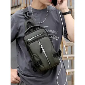 Men's Casual Solid Color Sling Bag, Fashionable Chest Bag for Daily Used, Casual Trendy Versatile High-quality Daily Commuting Bag